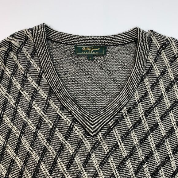 Bobby Jones Alpaca Sweater Mens L Large Gray Black V Neck Knit Dolman Golf - Picture 3 of 10